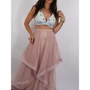 Y2K Insp Floral Embroidered Denim Bralette Top | Triangle Cut | 78% Cotton | XS